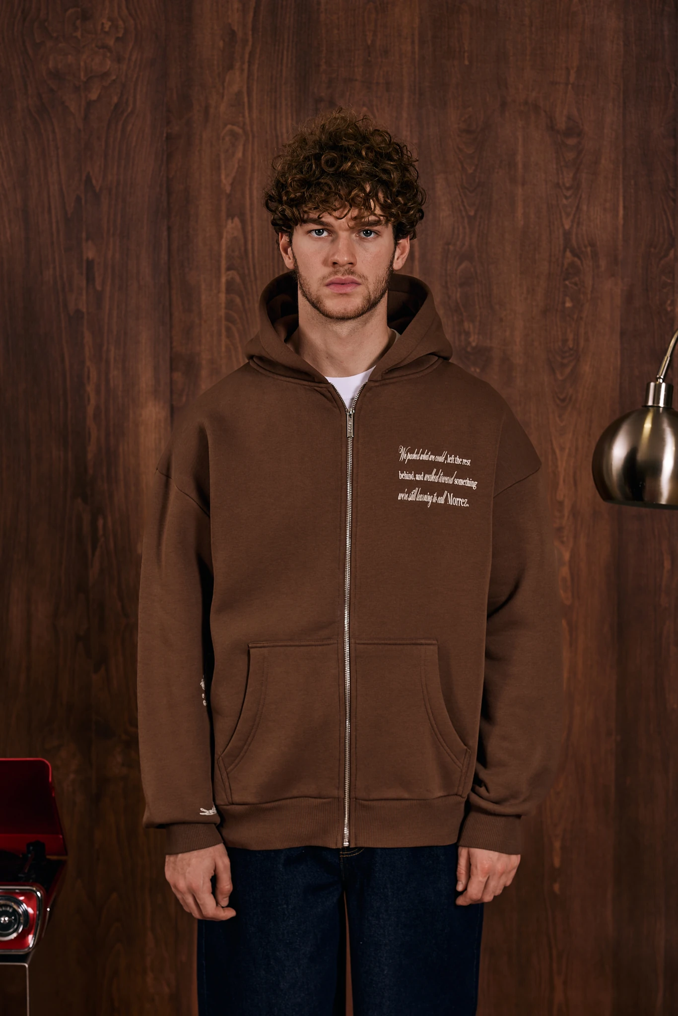 Hidden Forest Nakış Detaylı Fermuarlı Sweatshirt Kahverengi