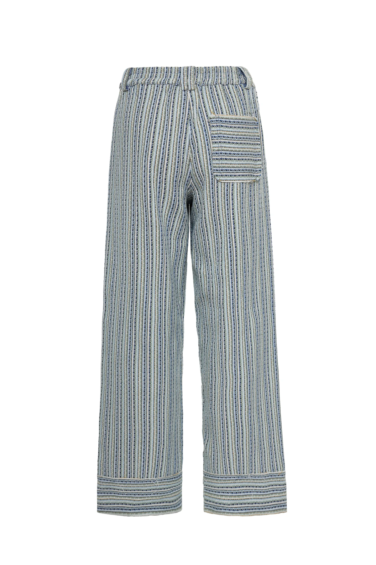 Homebound Dokuma Desenli Bol Paça Pantolon Mavi