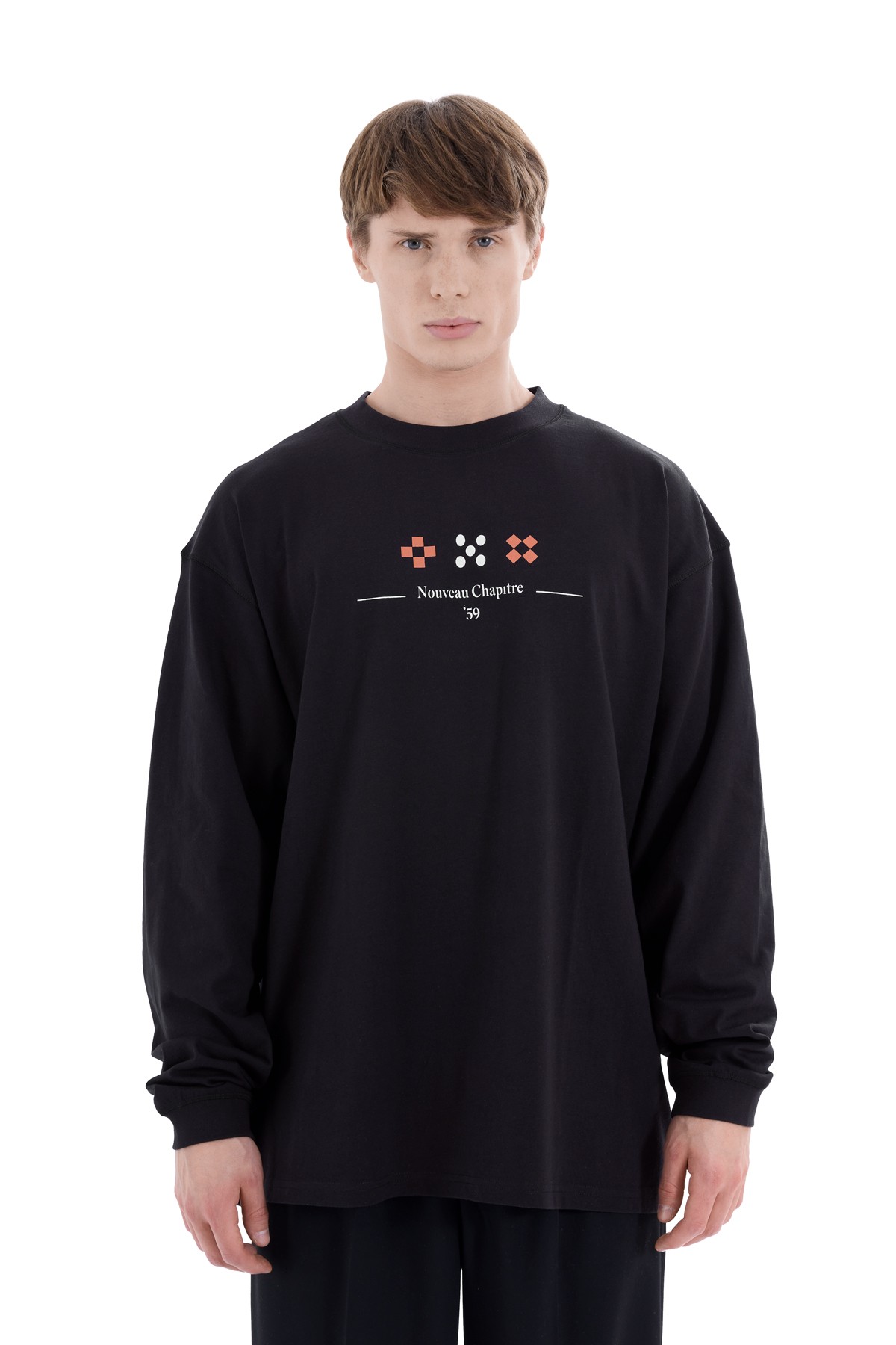 Nouveau Chapitre Siyah Bisiklet Yaka Sweatshirt