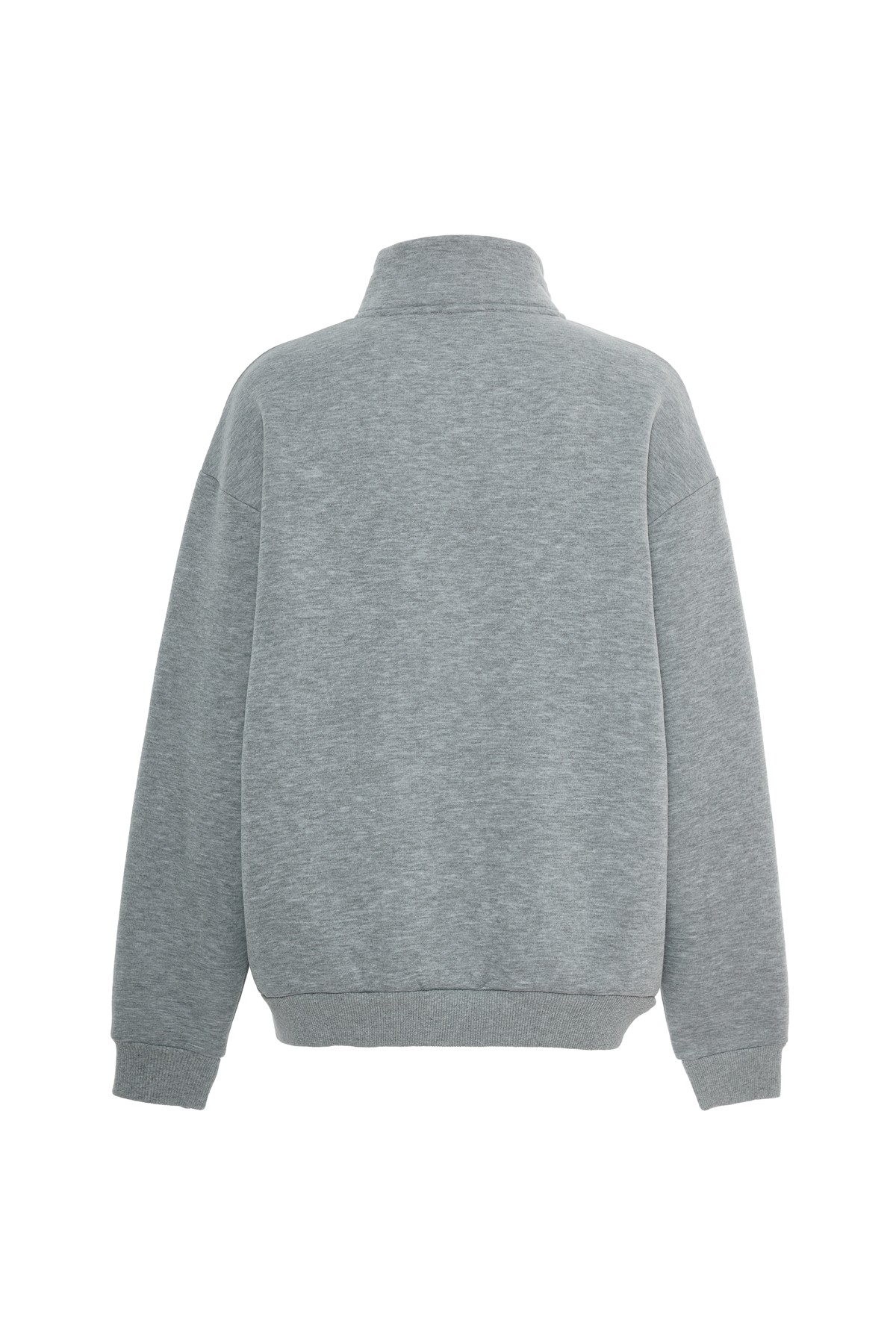 Gri Yarım Fermuarlı Sweatshirt K