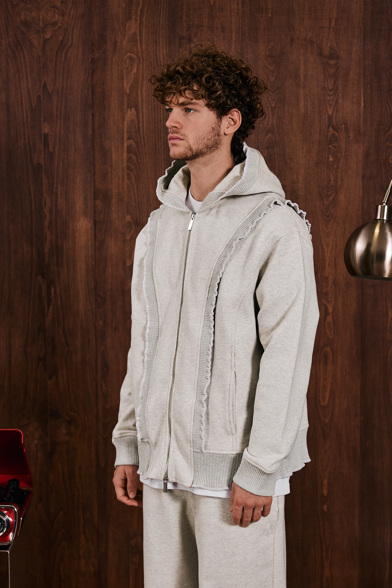 Loop Edge Triko Detaylı Fermuarlı Sweatshirt Gri