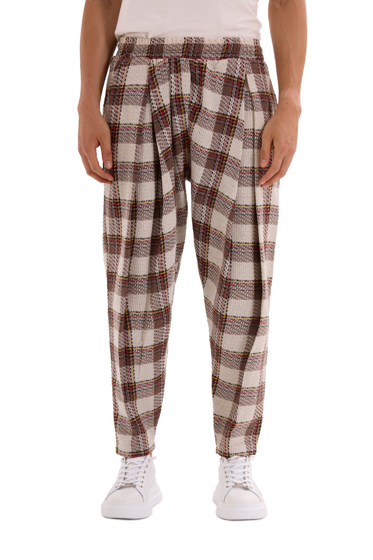 Plaid Detail Trousers