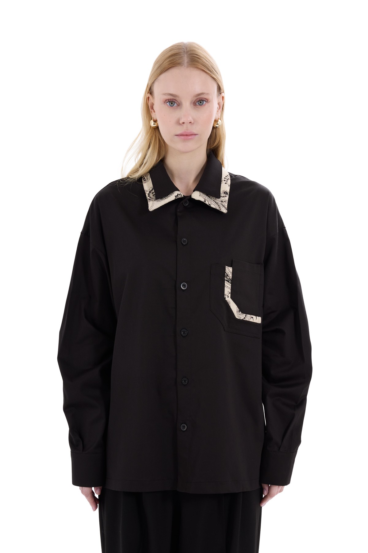 Harmony // Double Collar Pattern Detailed Shirt W No:2