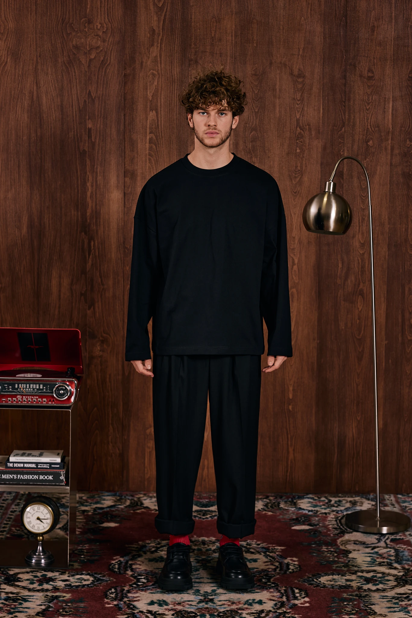 Loose Longsleeve Basic T-Shirt Siyah