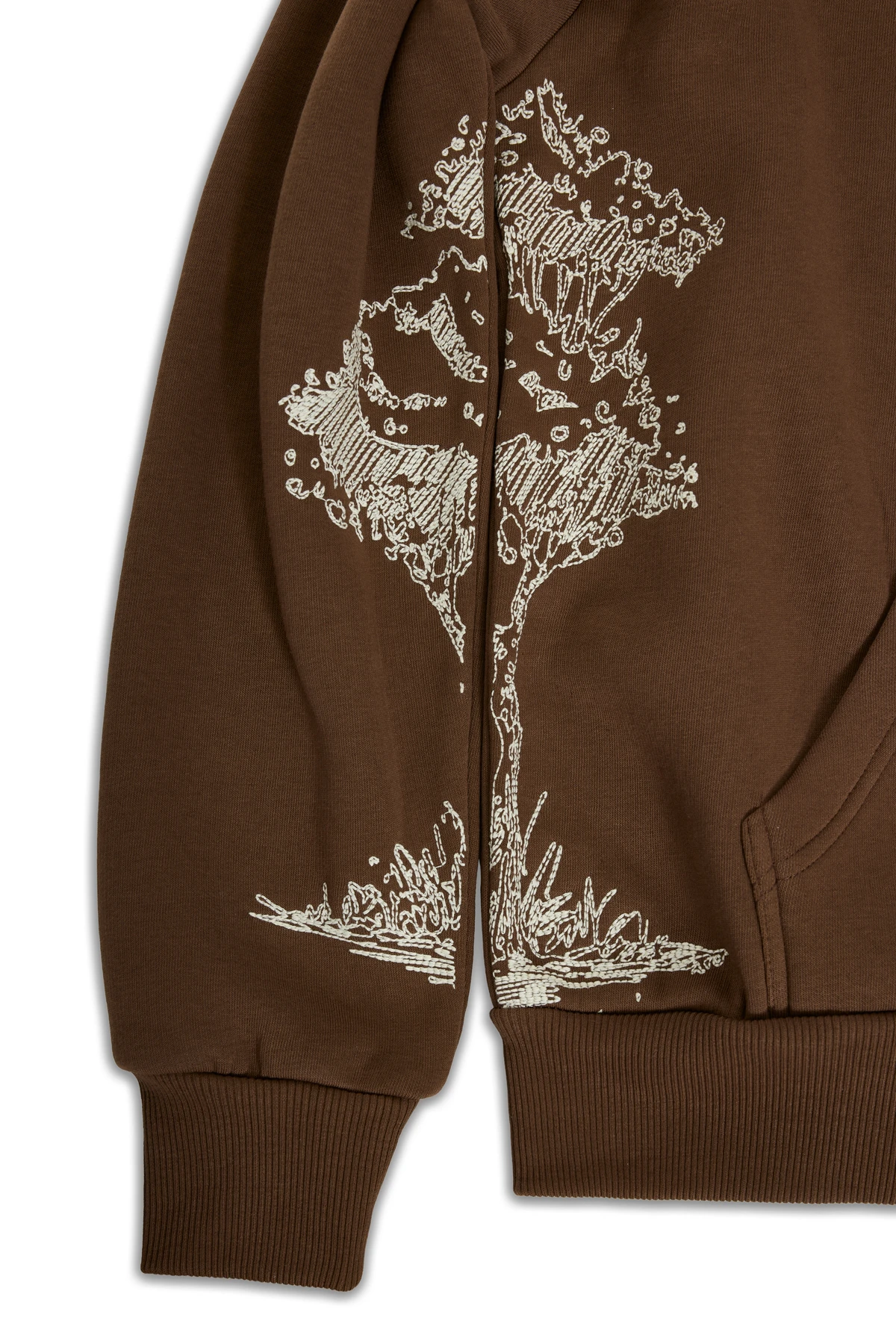 Hidden Forest Nakış Detaylı Fermuarlı Sweatshirt Kahverengi