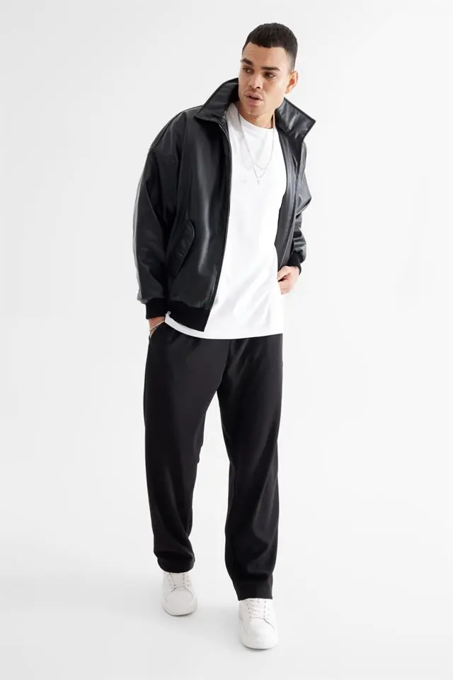 Black Leather Bomber Jacket