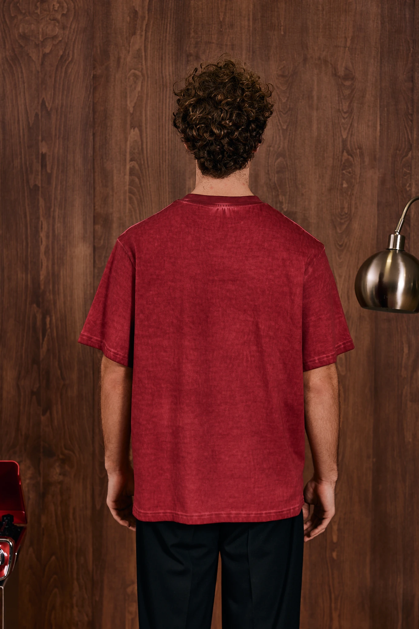 Société Yağ Yıkamalı T-Shirt Bordo