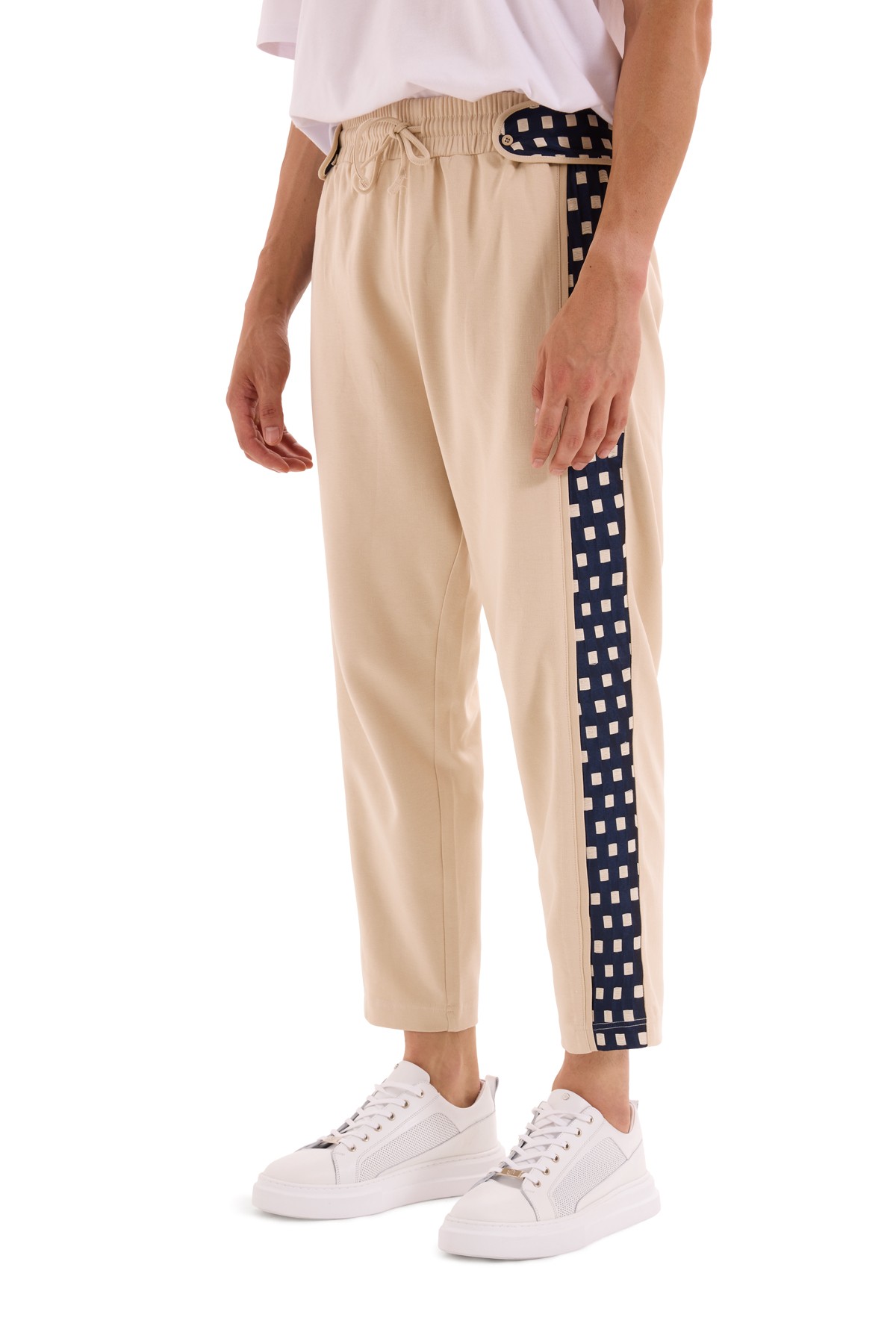 Cream Side Patterned Trousers