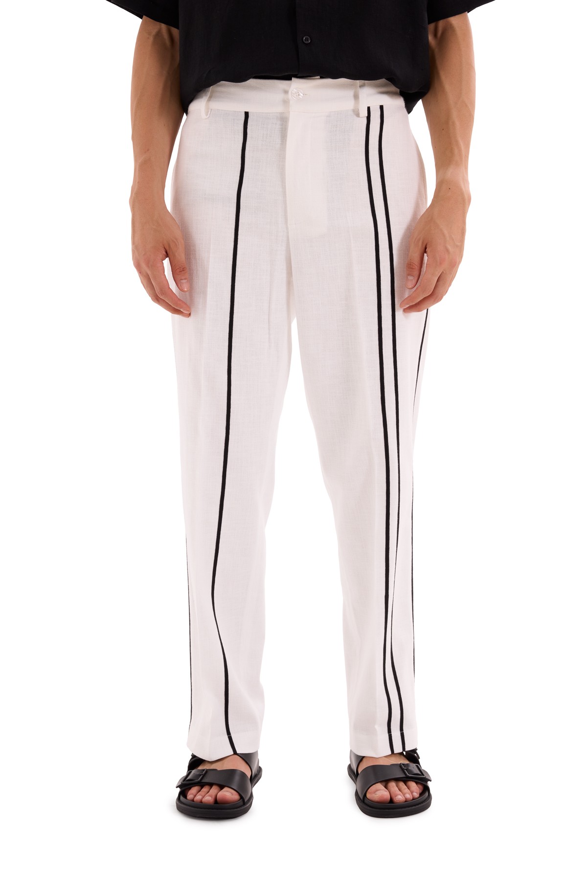 Coastal 100% Linen Stripe Detailed Trousers