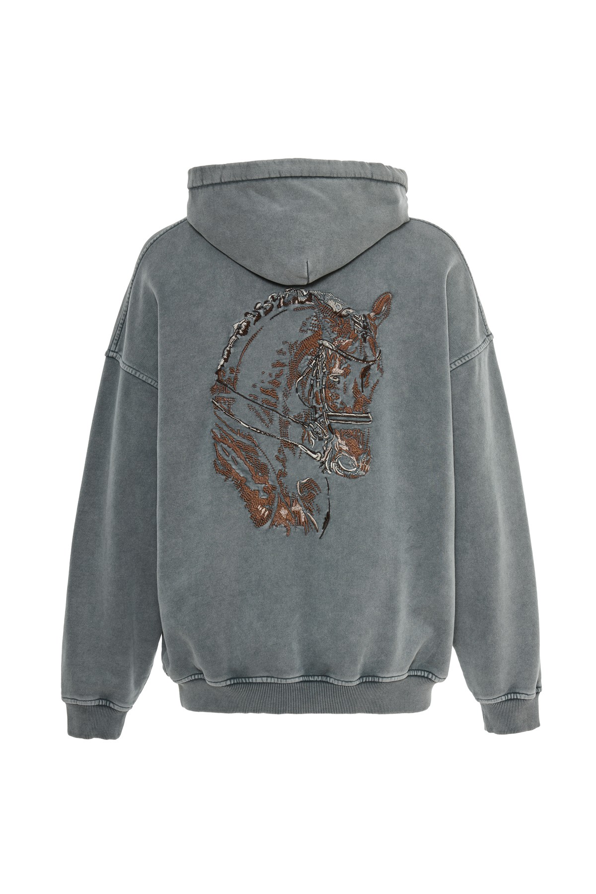 Maverick Anthracite Wash Arka Nakış Detaylı Hoodie