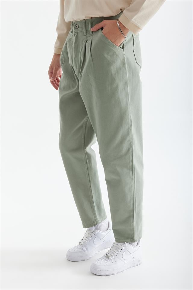 Yeşil Çift Pile Pantolon