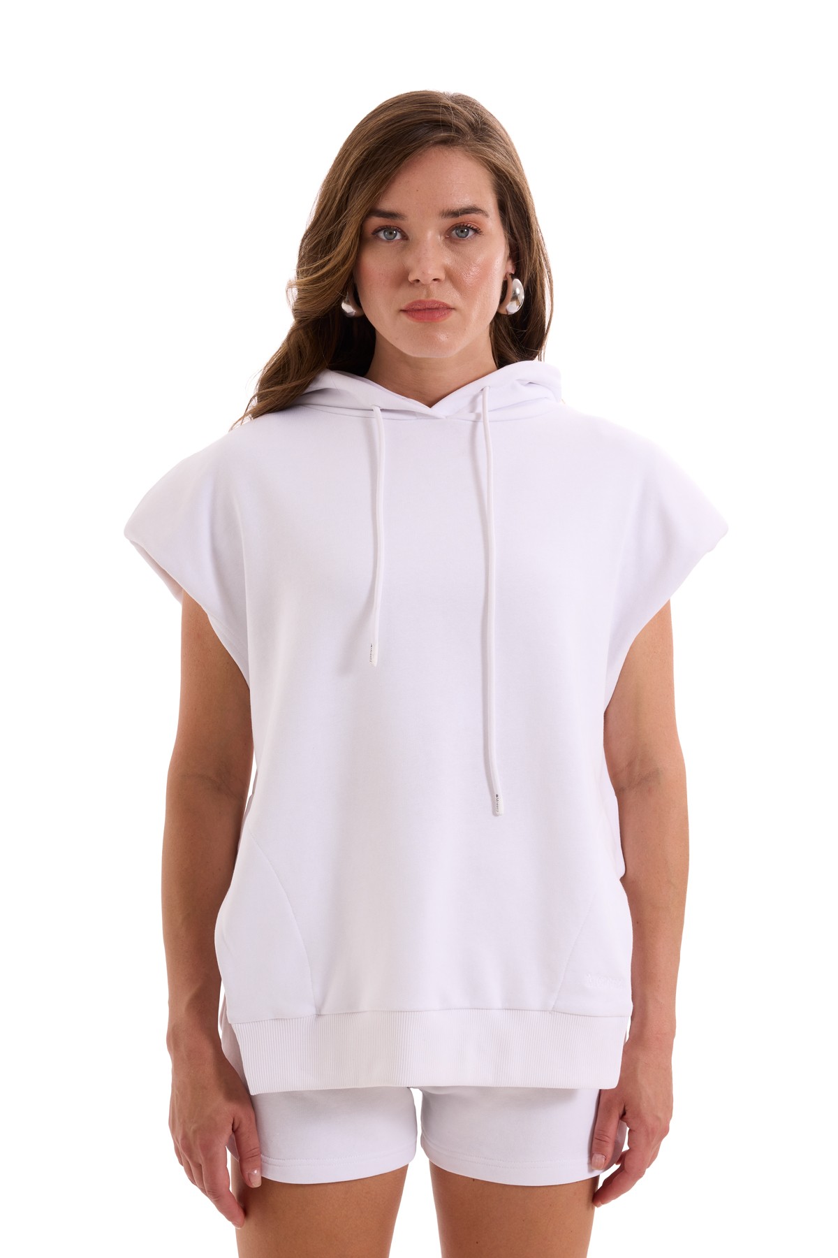 White Padding Short Sleeve Sweatshirt