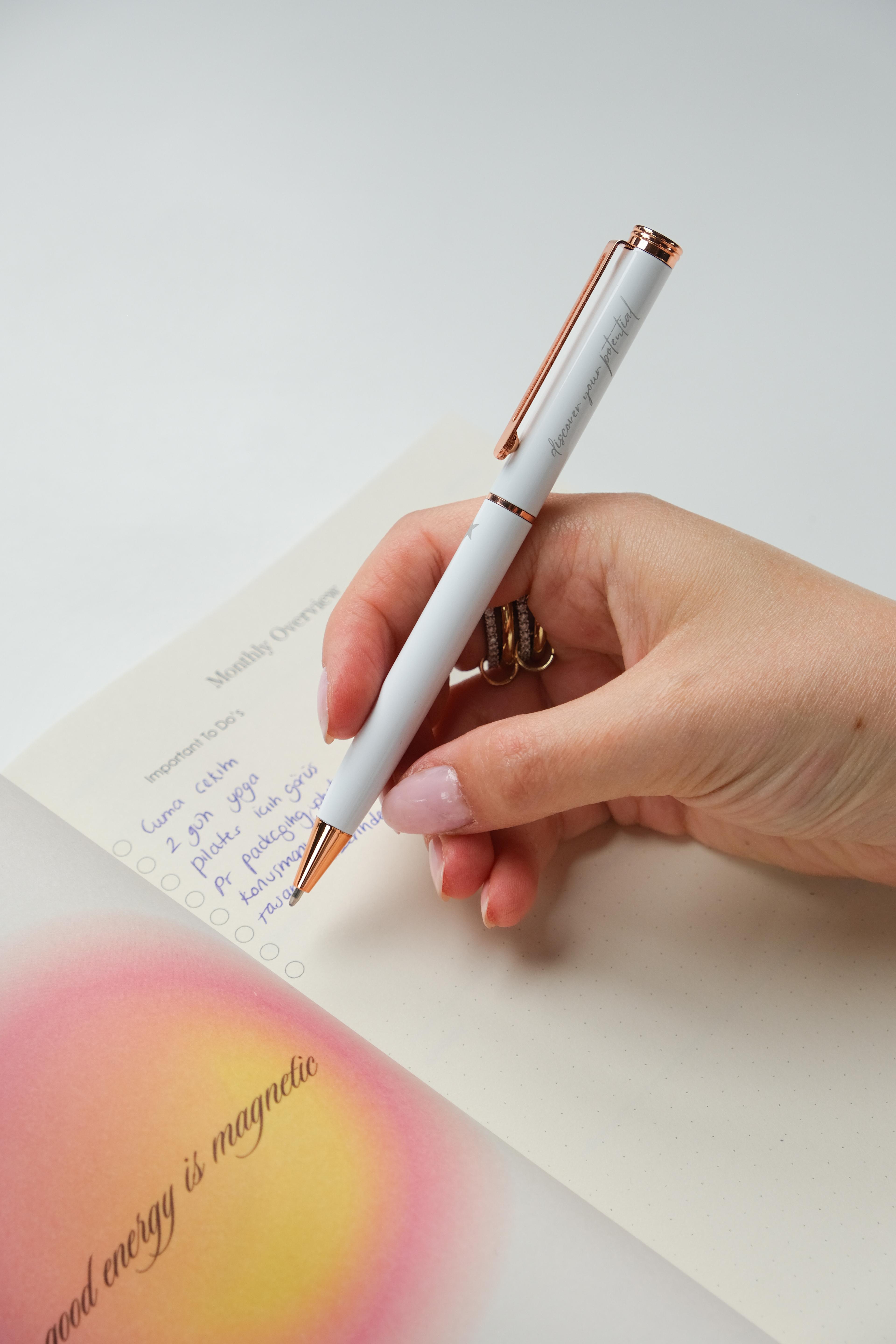 Pen - White Rose Ballpoint - Discover Your Potential★