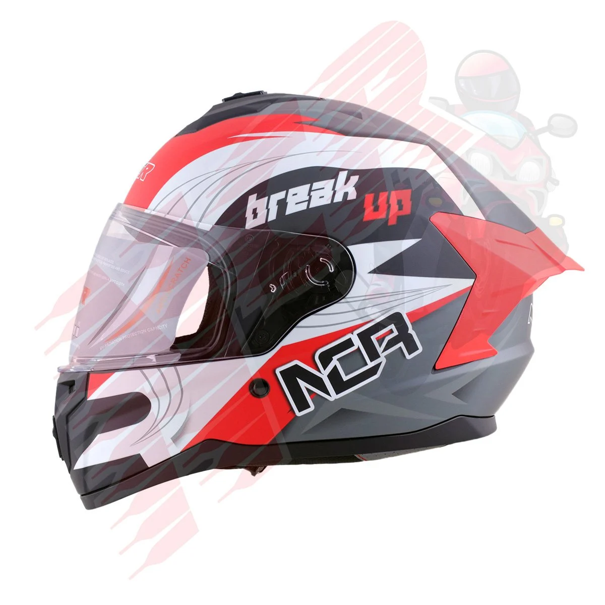 KASK KAPALI M70 -KIRMIZI GRAFİK