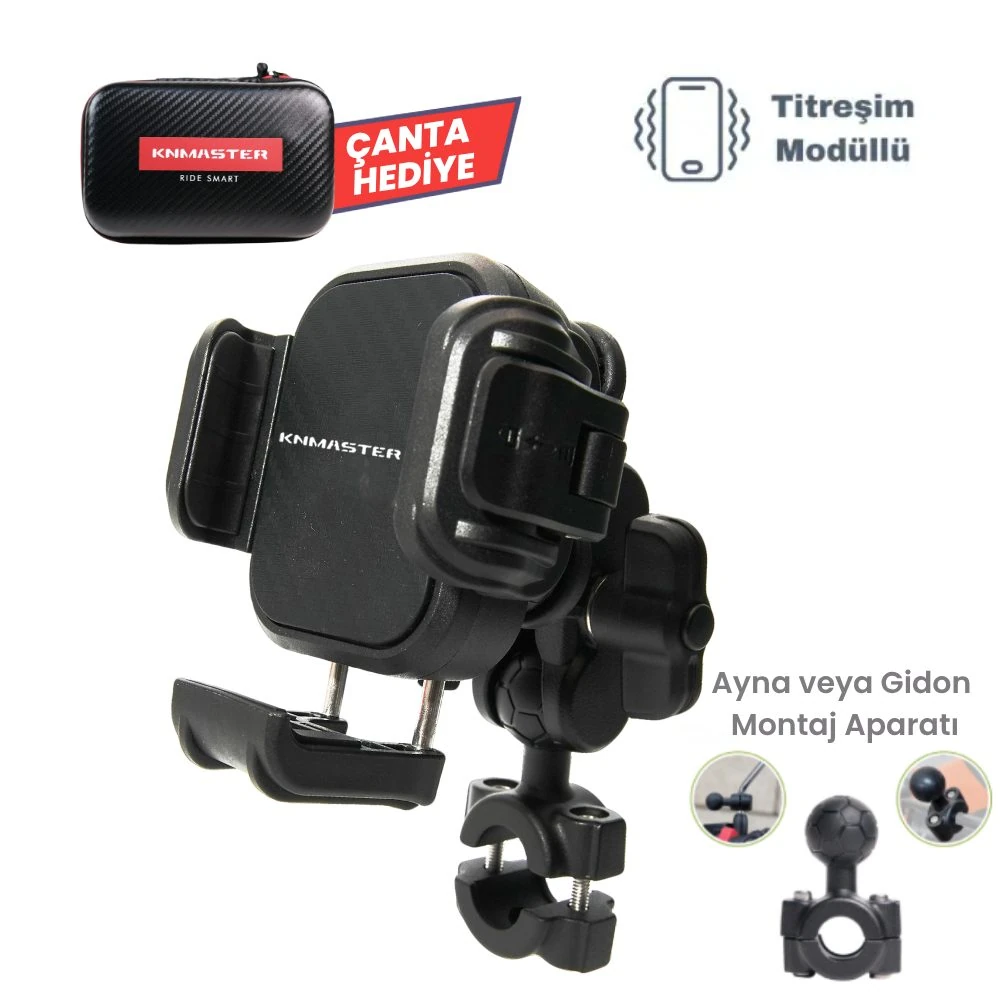KNMASTER TT-870 Titreşim Önleyicili Motosiklet Telefon Tutucu