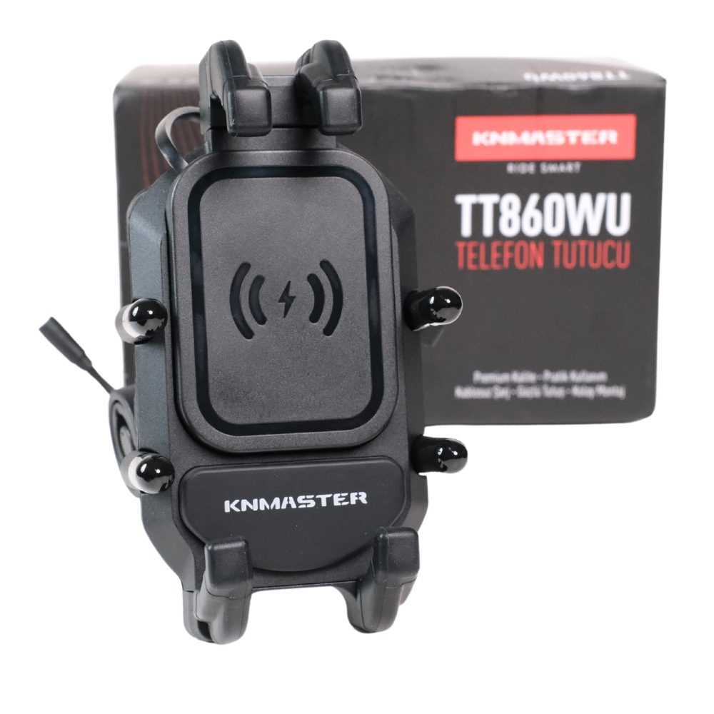 KNMASTER TT-860WU Kablosuz Şarjlı Tüm Motosikletlere Uyumlu Telefon Tutucu