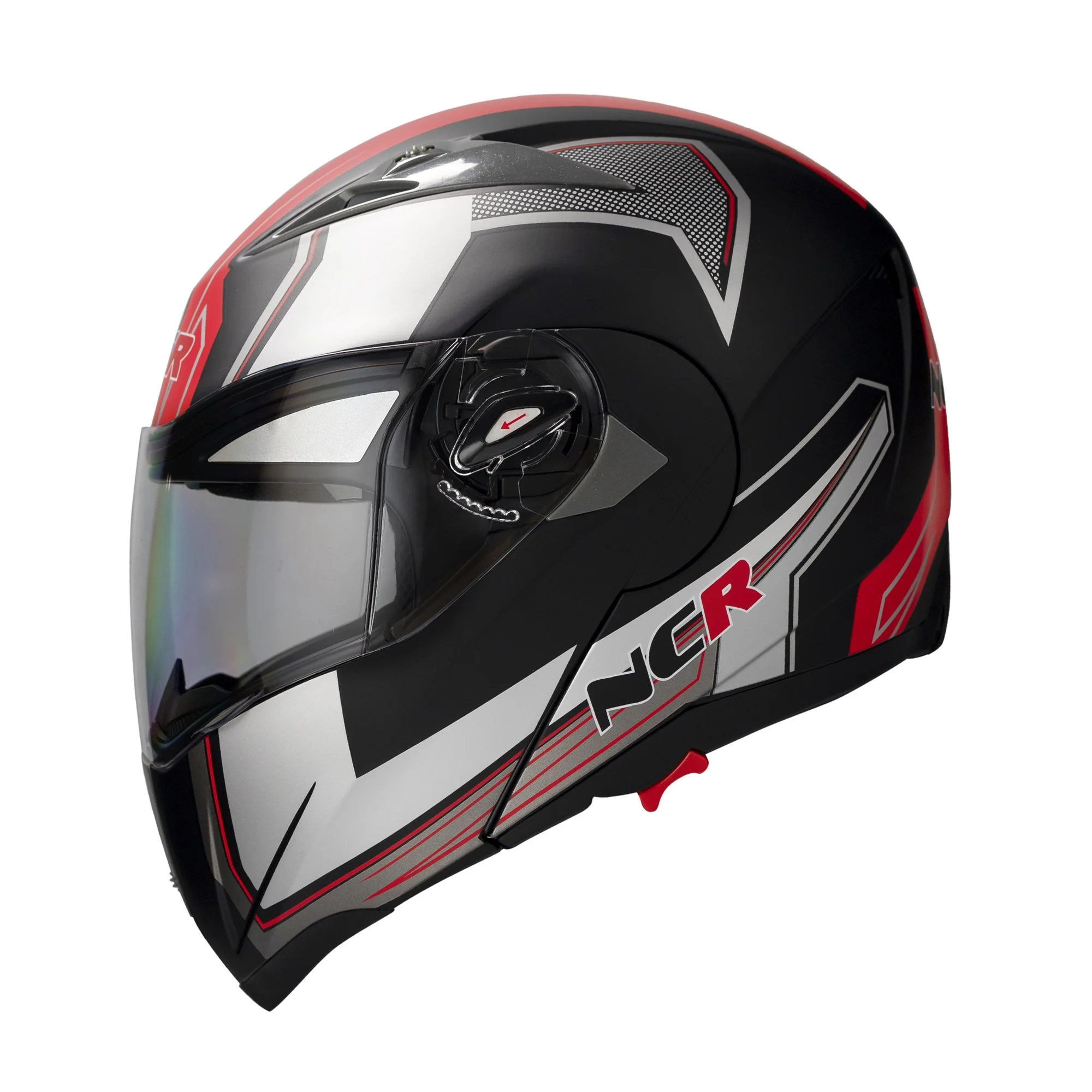 KASK NCR-158 ÇENE AÇILIR GÖZLÜKLÜ -KIRMIZI GRAFİK