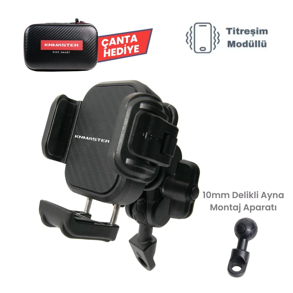 KNMASTER TT-870 Titreşim Önleyicili Motosiklet Telefon Tutucu