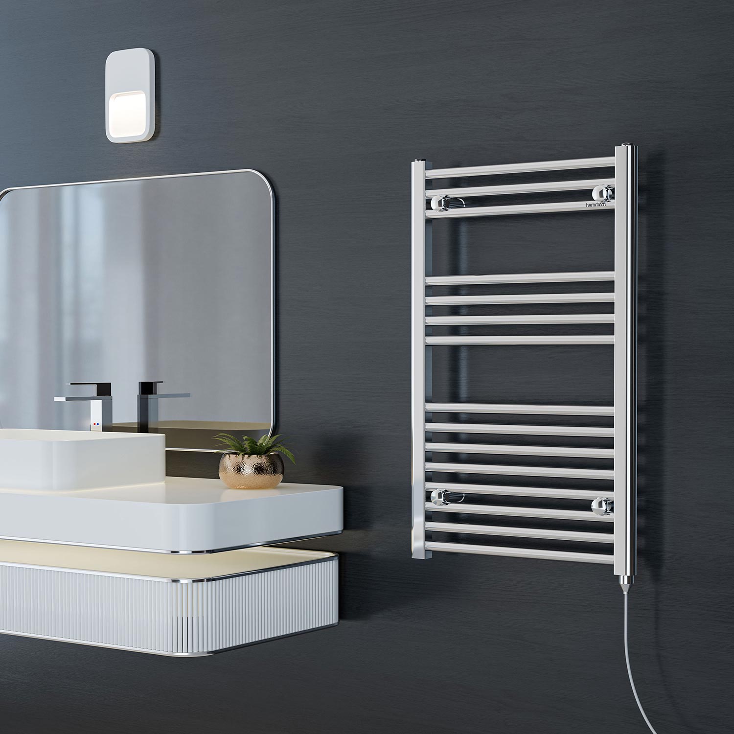 688x600mm 500W Electric Mild Steel Towel Warmer Alya White