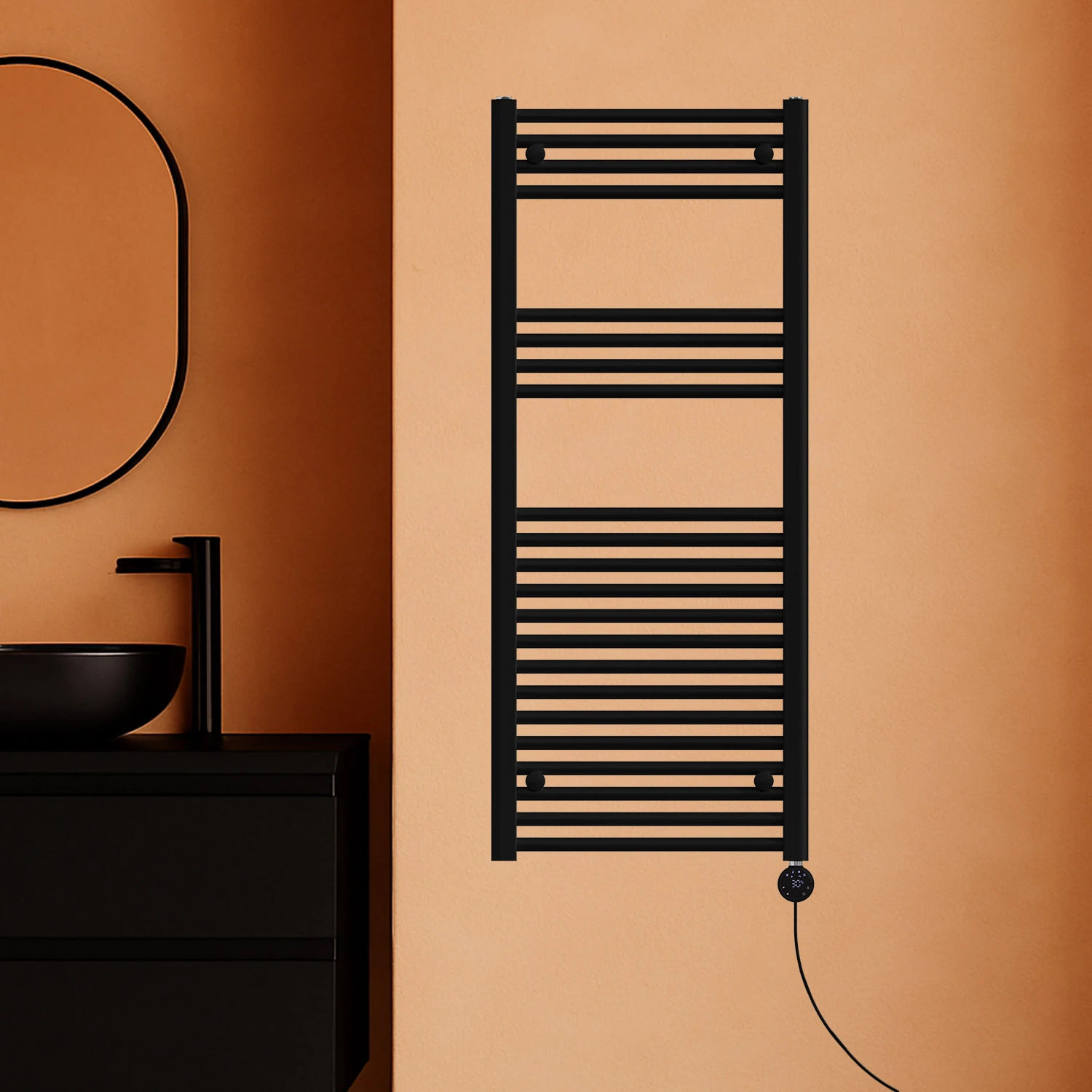 1200x500mm 500W Elektrikli Karbon Çelik Havlupan Silk Patern Black Alya