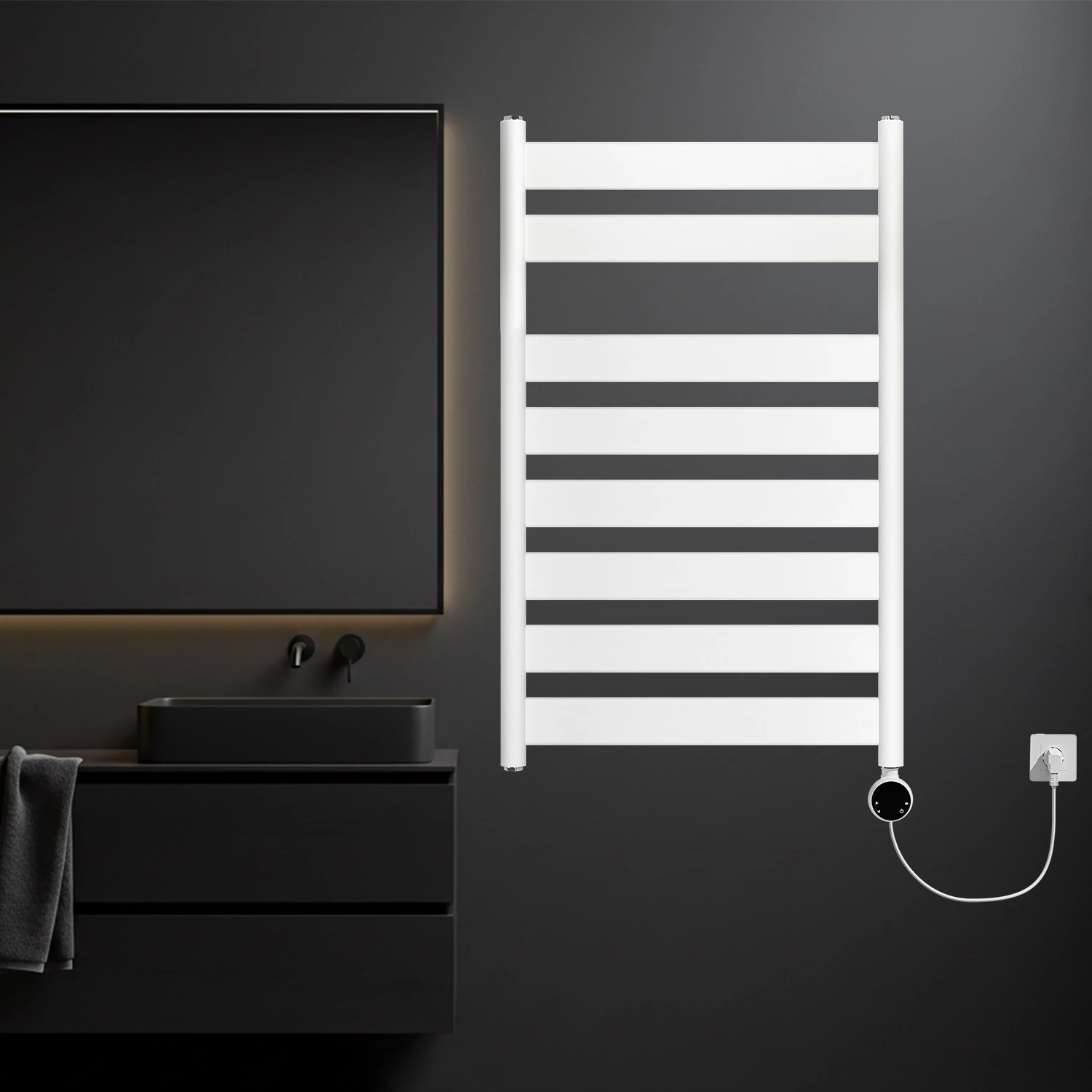 800x500mm 300W Elektrikli Karbon Çelik Havlupan Beyaz Lara