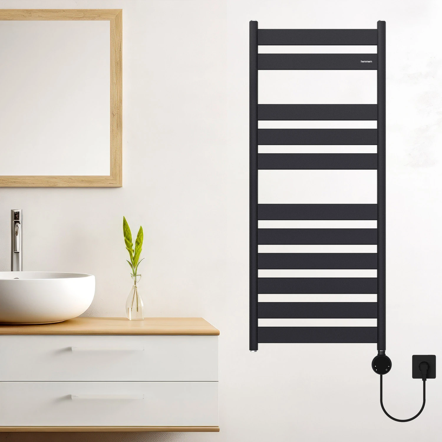 1200x500mm 500W Elektrikli Karbon Çelik Havlupan Silk Patern Black Lara