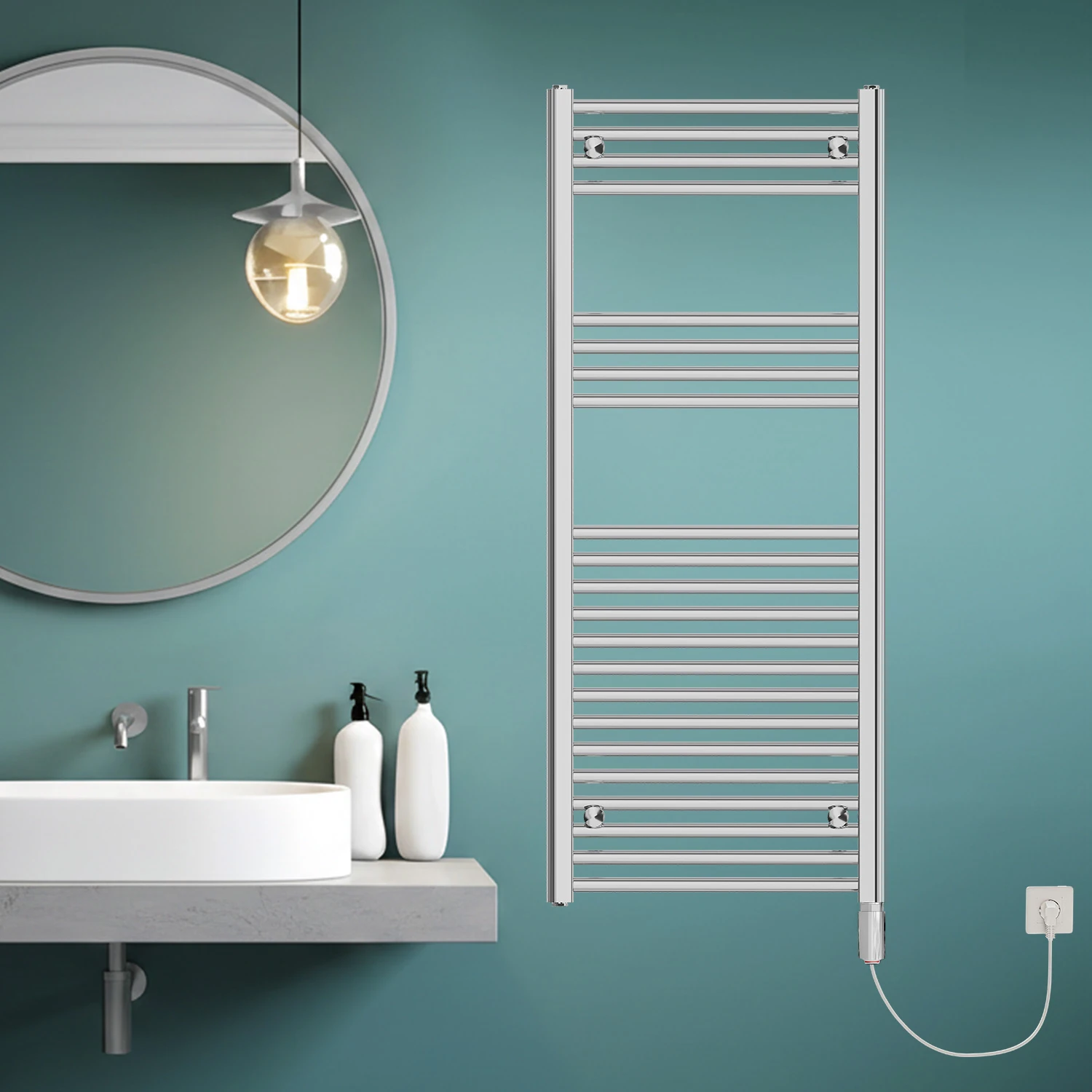 1200x500mm 500W Alya Krom Çok Borulu Elektrikli Havlupan - On-Off Butonlu