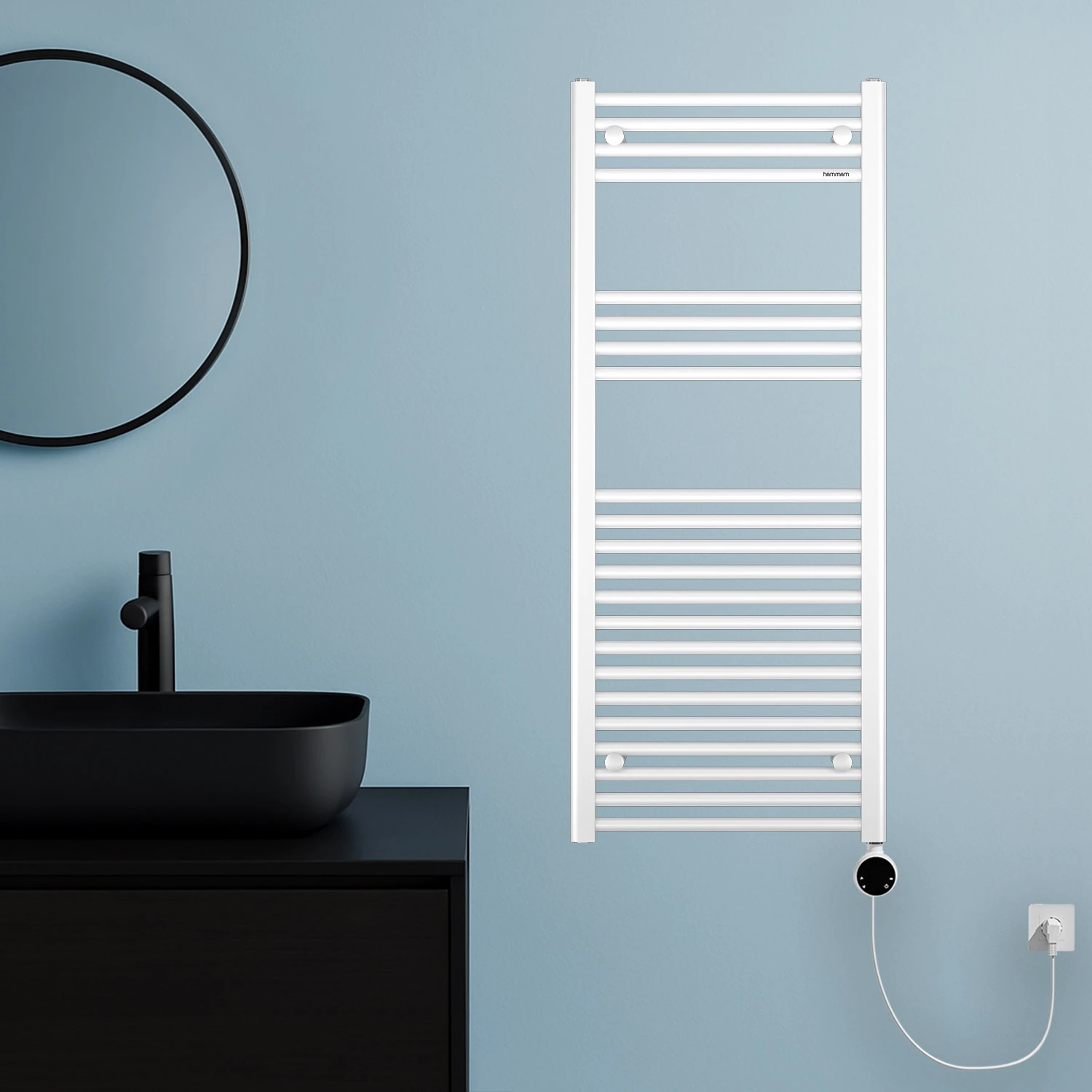 1200x500mm Alya Beyaz Çok Borulu Elektrikli Havlupan