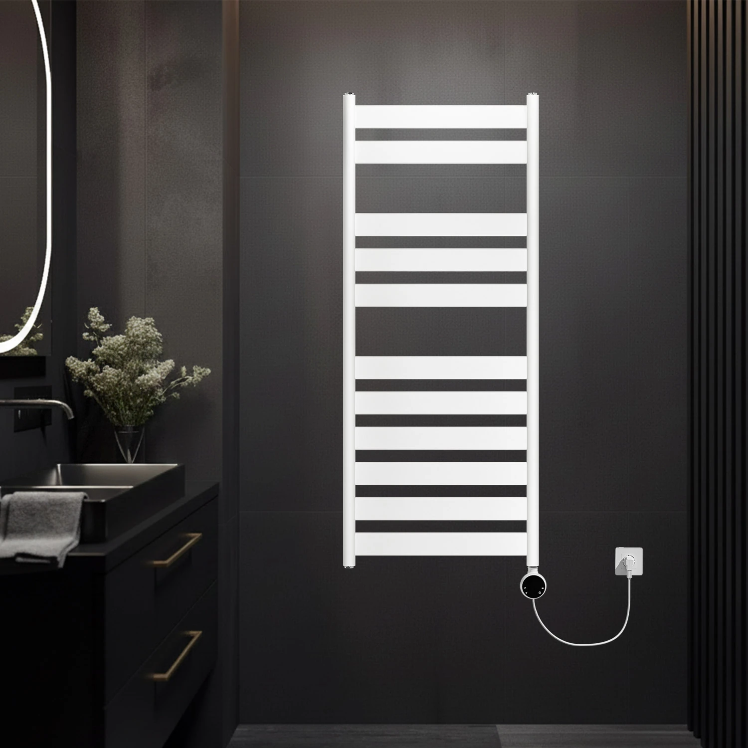 1200x500mm 500W Elektrikli Karbon Çelik Havlupan Beyaz Lara