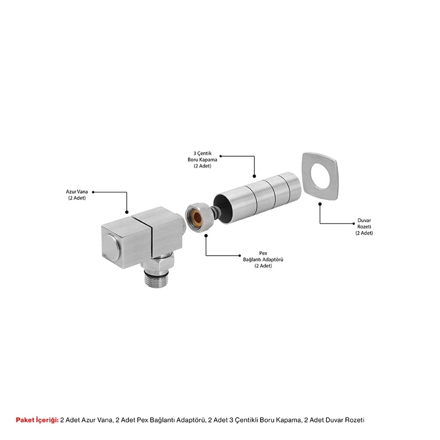 Azur Corner Brushed Surface Valve Package