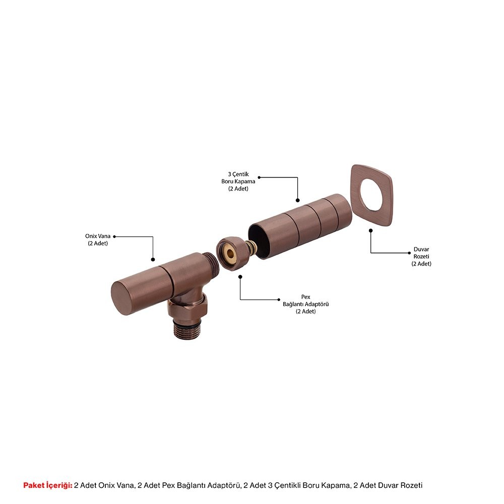Onix Köşe Fırça Bakır Vana Paketi