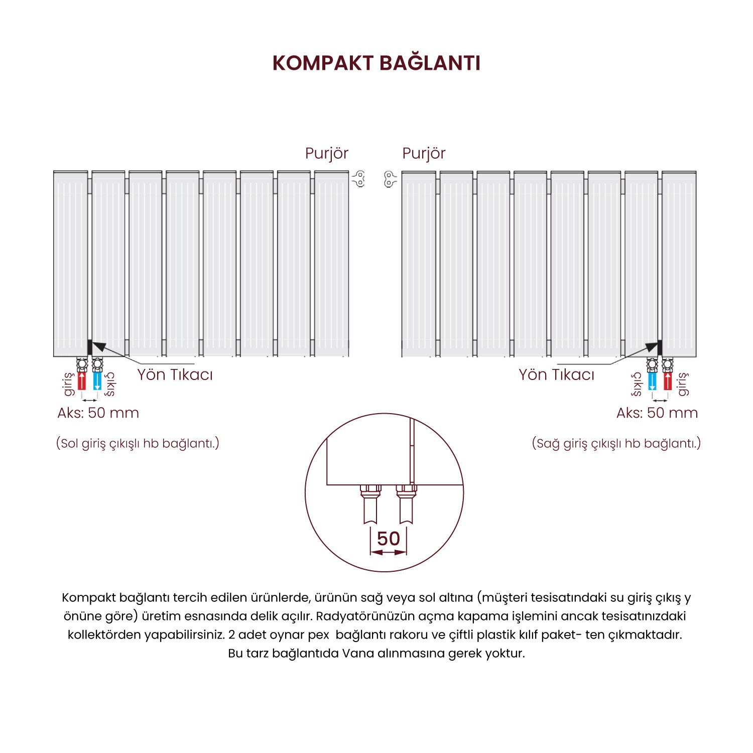 Lilac Yatay Gümüş Gri Alüminyum Radyatör