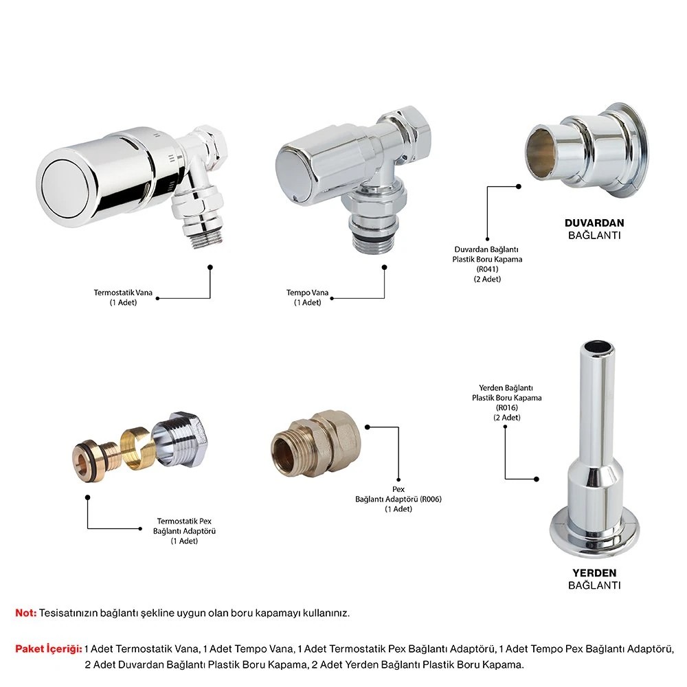 Termostatic Corner Chrome Valve Package (Radiator)