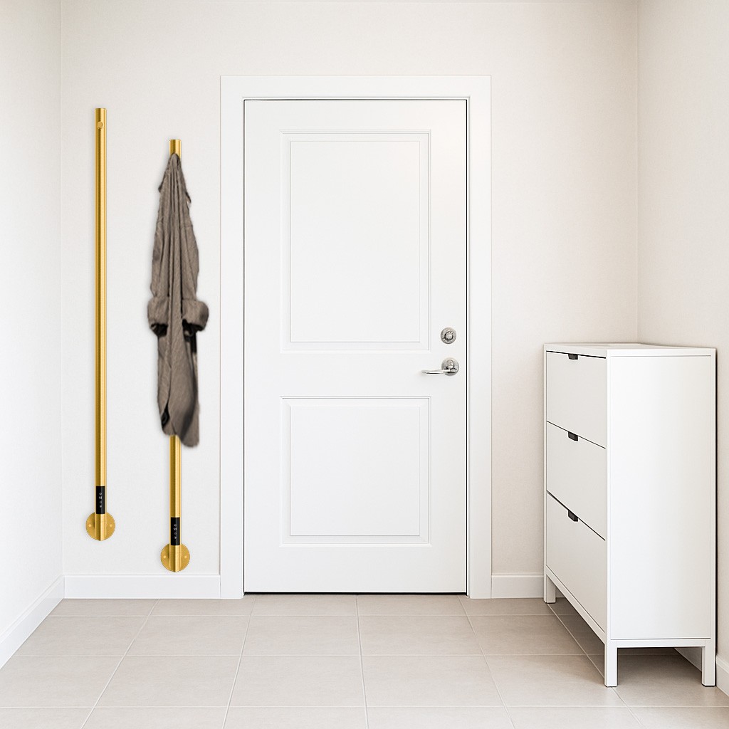 Puma Vertical Electric Towel Rail Brushed Brass