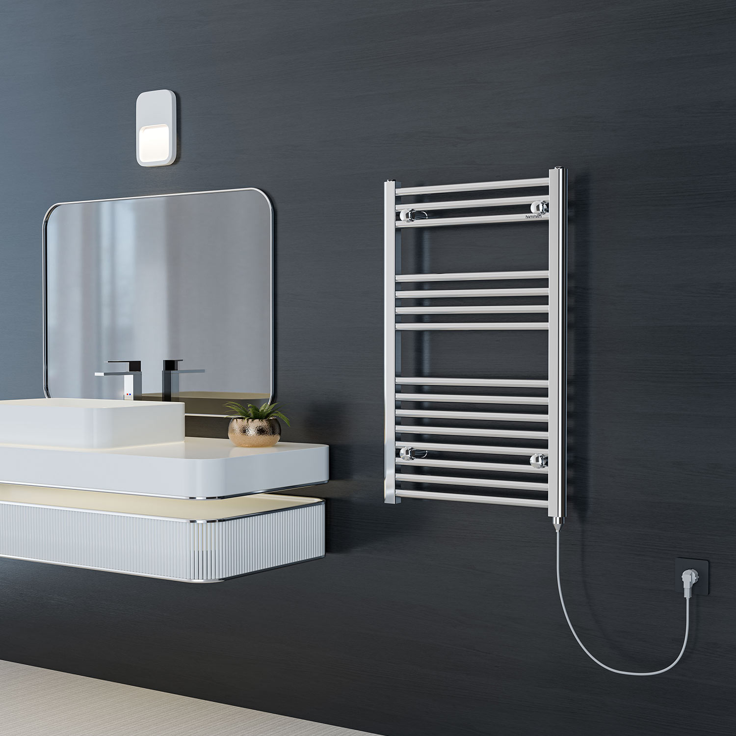 688x600mm 500W Electric Mild Steel Towel Warmer Alya White