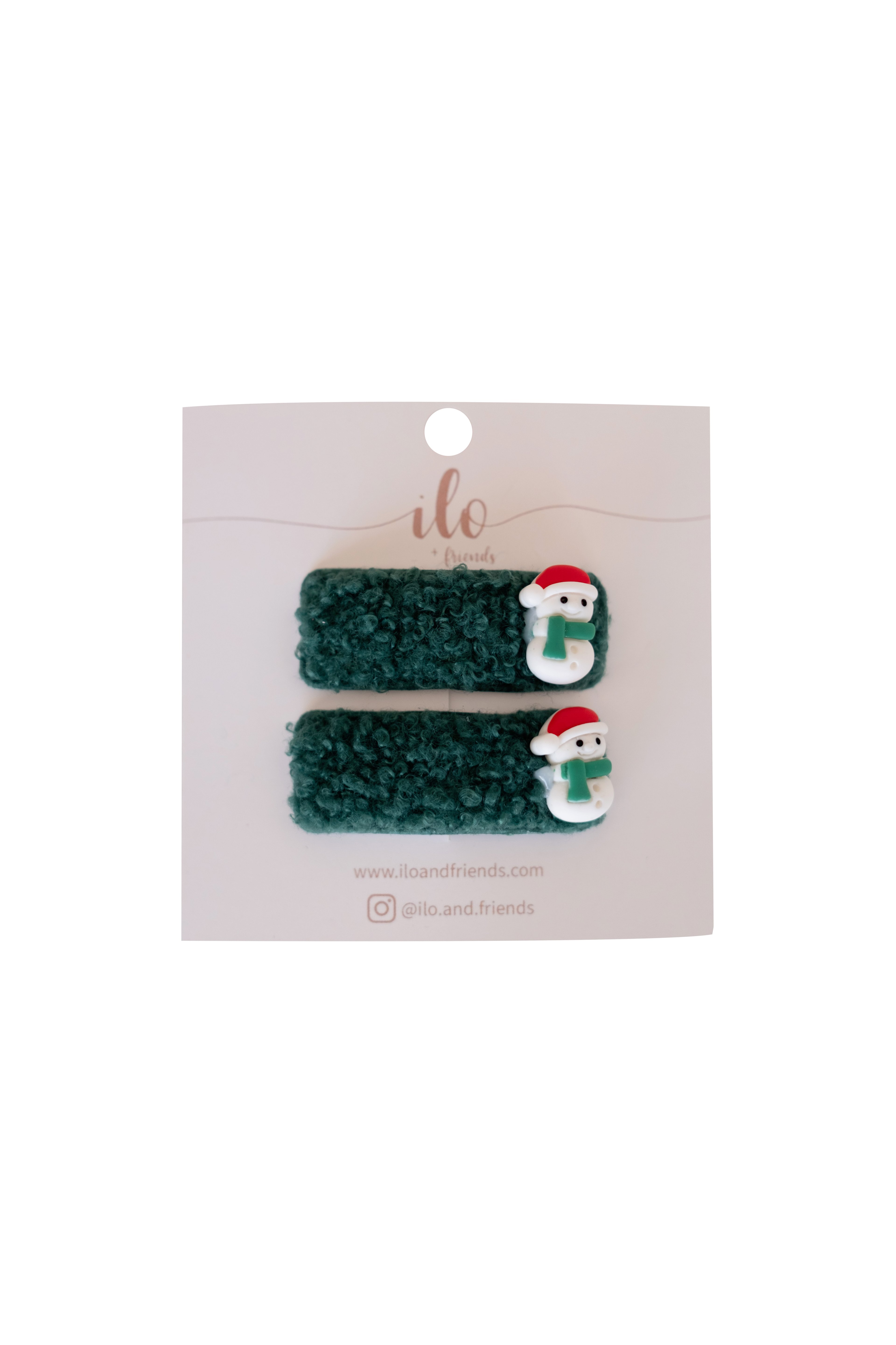 Snowman in Green Hairclips Set