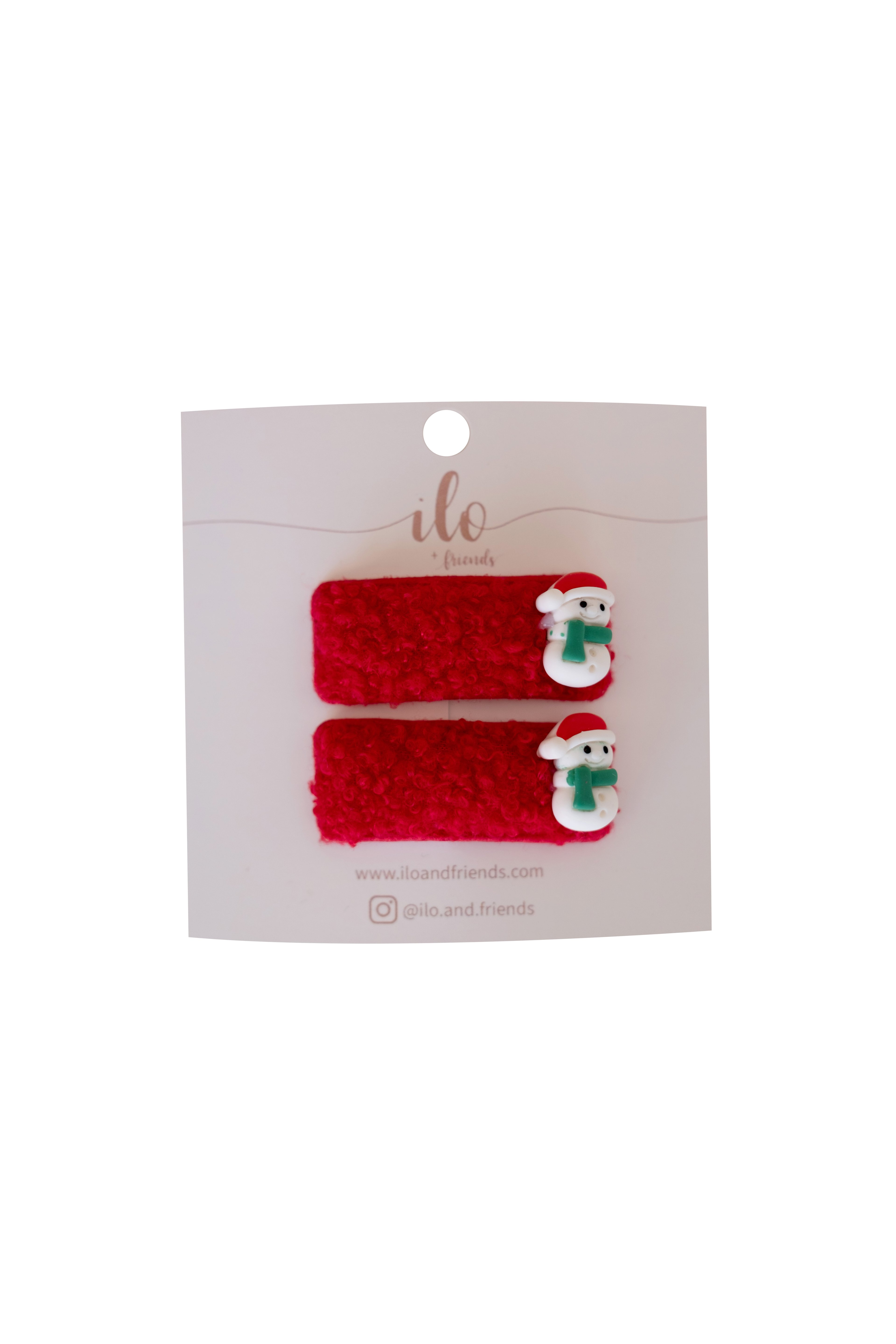 Snowman in Red Hairclips Set