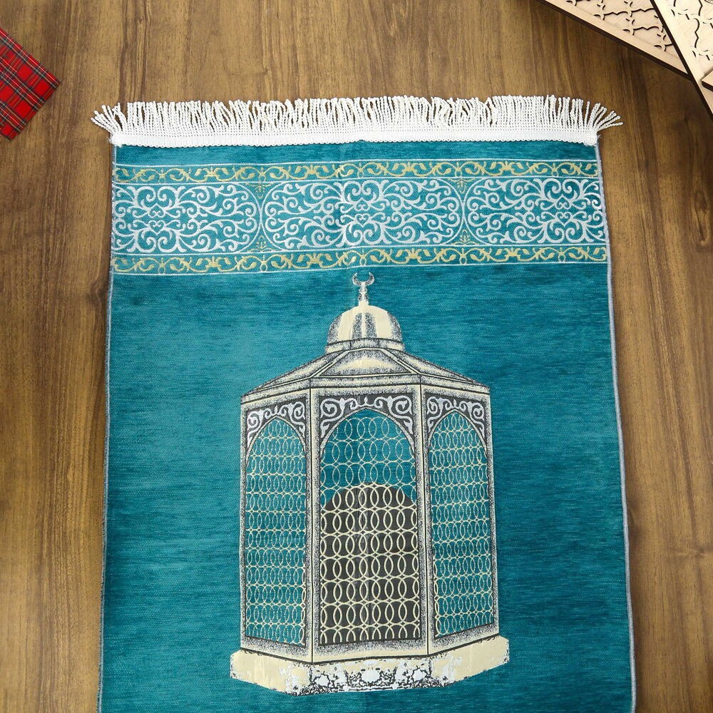 Makam-ı İbrahim Lüks Şönil Seccade Turkuaz (70x126cm) 240 gr