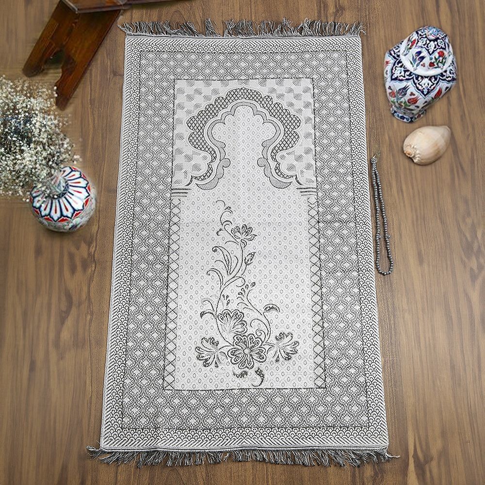 Ekonomik Çanta Boy Yasin, Seccade, Pamuklu Şal, Tesbih, Zikirmatik, Süslemeli Asetat Kutulu (23*26 cm -475gr)-Mor