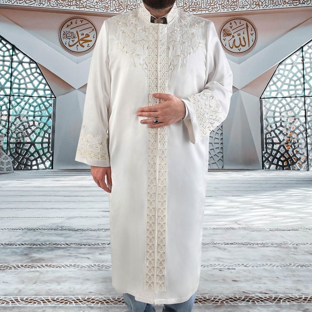 Lüks Cabir Açık Krem İmam Cübbesi