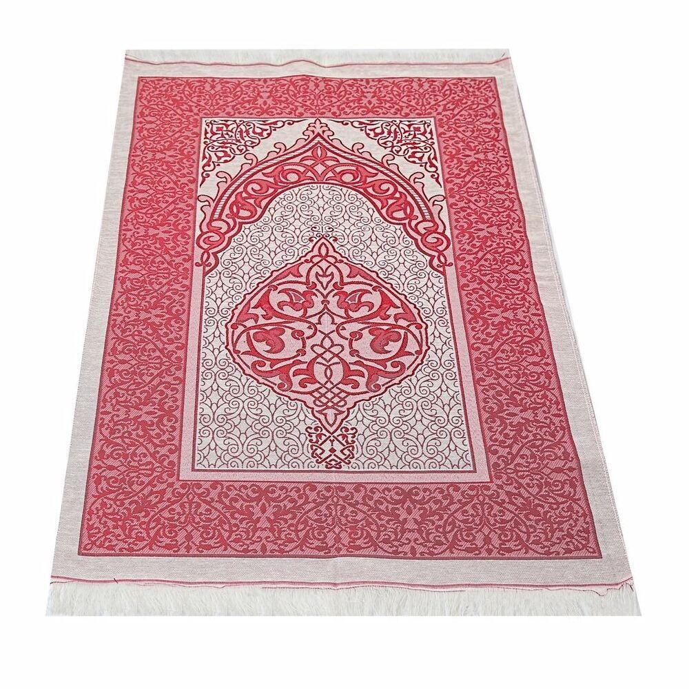 Hediyelik Seccade, Kadife Yasin (İsme Özel), İnci Tesbih, Asetat Kutulu (26×23) İslami Set-Kırmızı