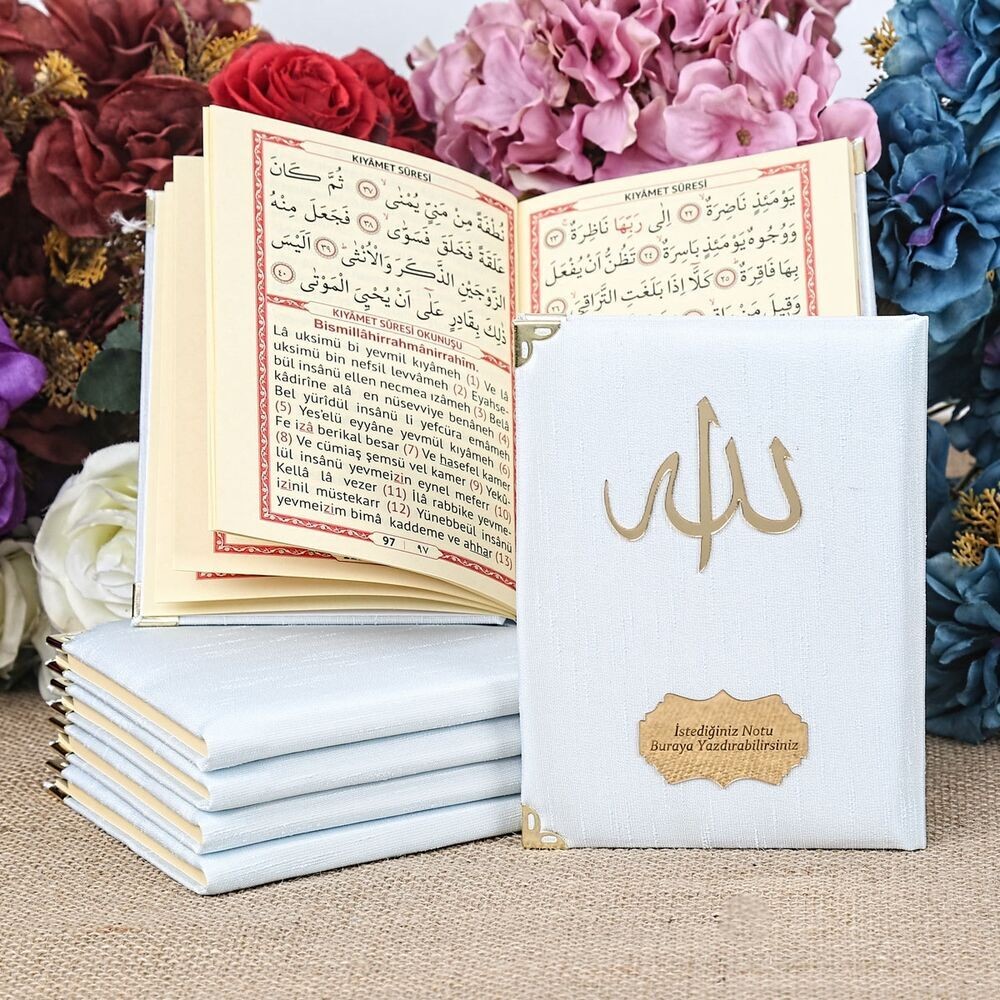 Hediyelik Şantuk Yasin Kitabı, İnci Tesbih, Süslemeli Asetat Kutulu (17×15) Dini Set-Mavi