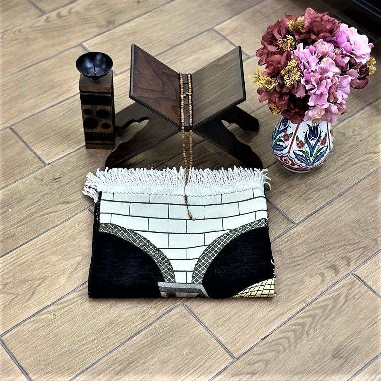 İsminizi Seccadeye Yazıyoruz Kudüs Seccade 68 *110 cm 462 gr- Siyah