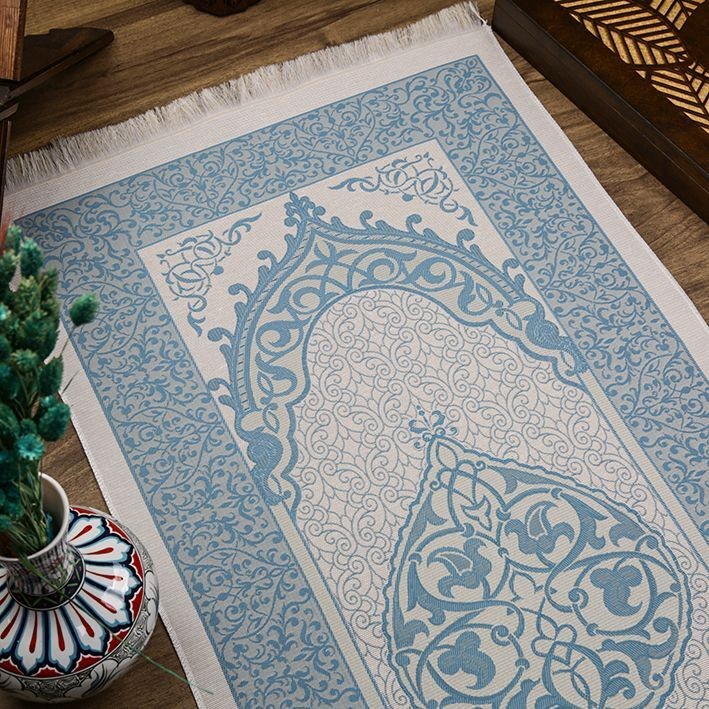 Hediyelik İpek Nur Tafta Seccade Turkuaz 68x110 cm - 200 gr