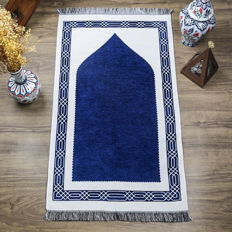 Hediyelik Çift Taraf Seccade Lacivert Krem 70x130 cm - 450 gr