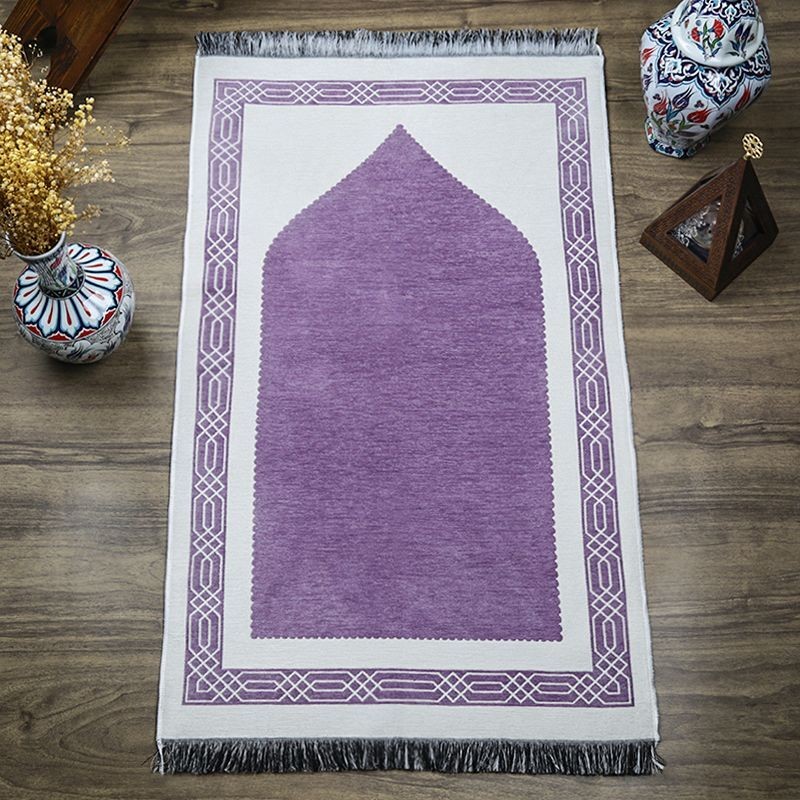 Hediyelik Çift Taraf Seccade Lila Krem 70x130 cm - 450 gr