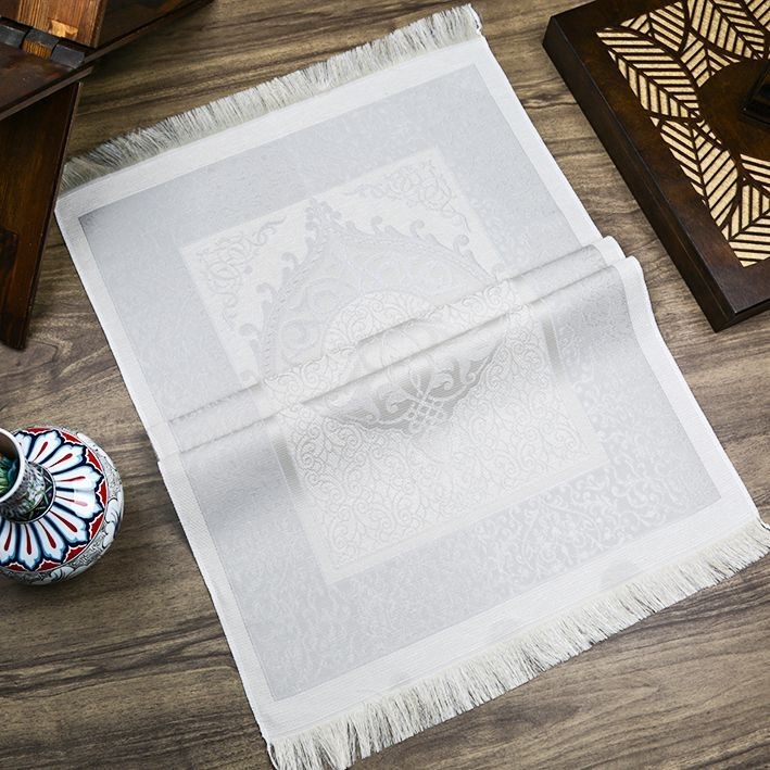 Hediyelik İpek Nur Tafta Seccade Gri 68x110 cm - 200 gr