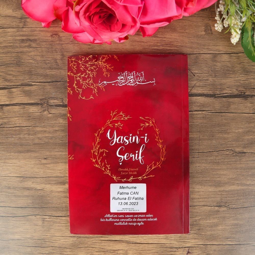 10 adet Ekonomik Yasin Kitabı ( Orta Boy ), Tesbih, Süslemeli Asetat Kutulu ( 25x18 ) cm 150 gr Bordo