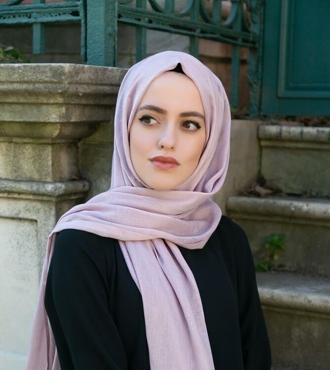 Hediyelik Şal - İnci Tesbih - Kişiye Özel Pleksi - Kurdela İle Süslenmiş - Pembe