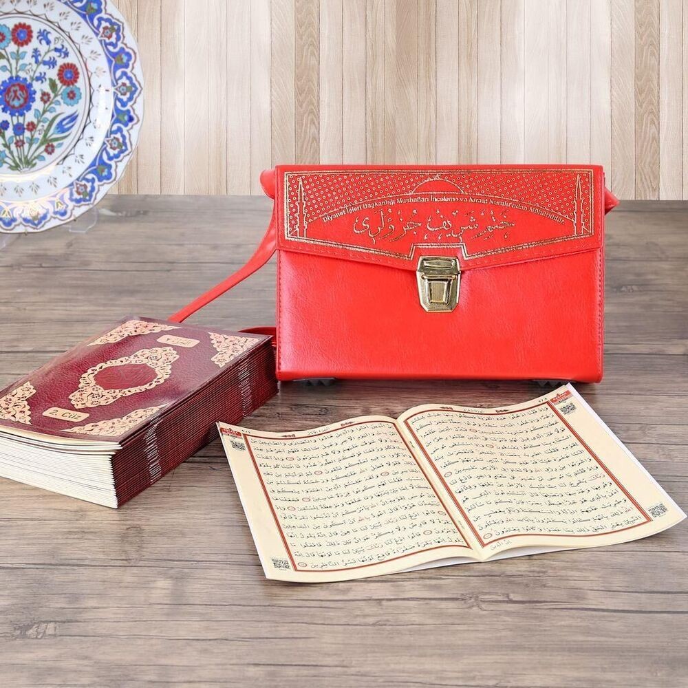 30 Cüz Kur'an-ı Kerim Orta Boy - Özel Çantalı - Kırmızı Mühürlü ( 17 * 24,5 cm )
